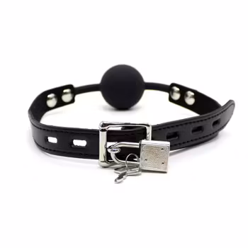 Fetish addict - Silicone Ball Gag with padlock 4 cm, Black