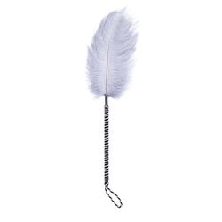 Feather Tickler with wrapped handle, 46 cm, Light grey