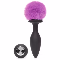 Happy Rabbit, Rechargeable vibrating butt plug, Black/purple, Large