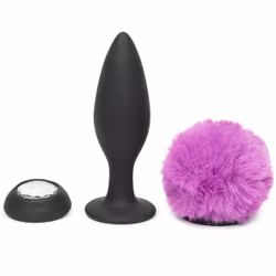 Happy Rabbit, Rechargeable vibrating butt plug, Black/purple, Large