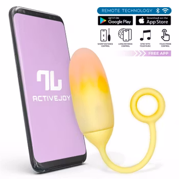 Intoyou® App Series - Vibrating egg with app, Double-layer silicone, Yellow/Orange