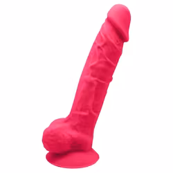 Real Love - Dual density Thermo reactive Dildo with balls 7 inch, Fuchsia