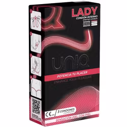 Uniq - Lady, Female condoms with garter belt, latex free, 3-pack