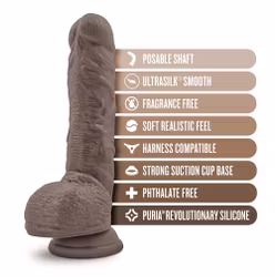 Dr. Skin - Dr. Mason 9 Inch Silicone Dildo with Suction Cup, Chocolate
