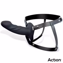 Strap-On with Hollow Silicone Dildo, Size L, Black