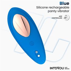 Intoyou® App Series - Silicone Panty Vibrator with App, Petrol/gold