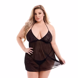 Baci Lingerie Green Label Eco - Lace And Mesh Chemise, Black, Q