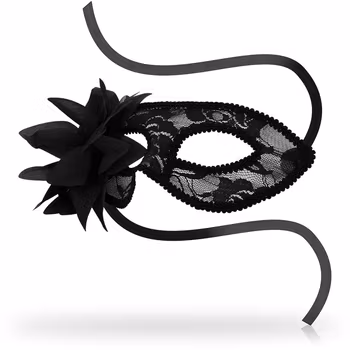 OhMama - Eye mask with lace and side flower, Black