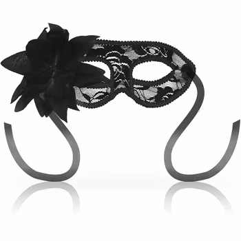 OhMama - Eye mask with lace and side flower, Black