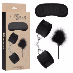 INTENSE - Fetish erotic playset 2, Handcuffs, blindfold & tickler