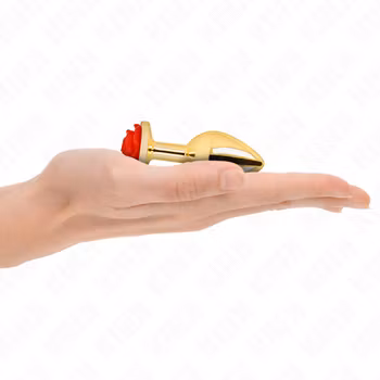 Kink - Golden Anal Plug with Red Rose, Small