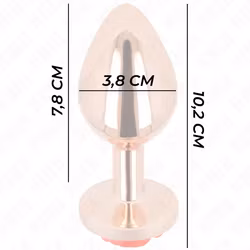 Kink - Rose Gold Metal Anal Plug with Red Rose, Large