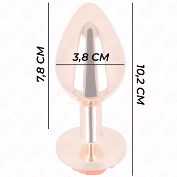 Kink - Rose Gold Metal Anal Plug with Red Rose, Large