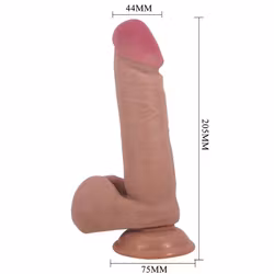 Pretty Love - Creel, Sliding skin series, Realistic dildo 23 cm, Mörk hudton