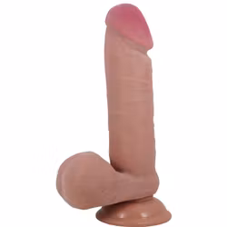 Pretty Love - Creel, Sliding skin series, Realistic dildo 23 cm, Mörk hudton