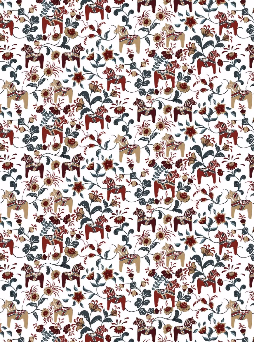 Leksand vinröd/beige/turkos
