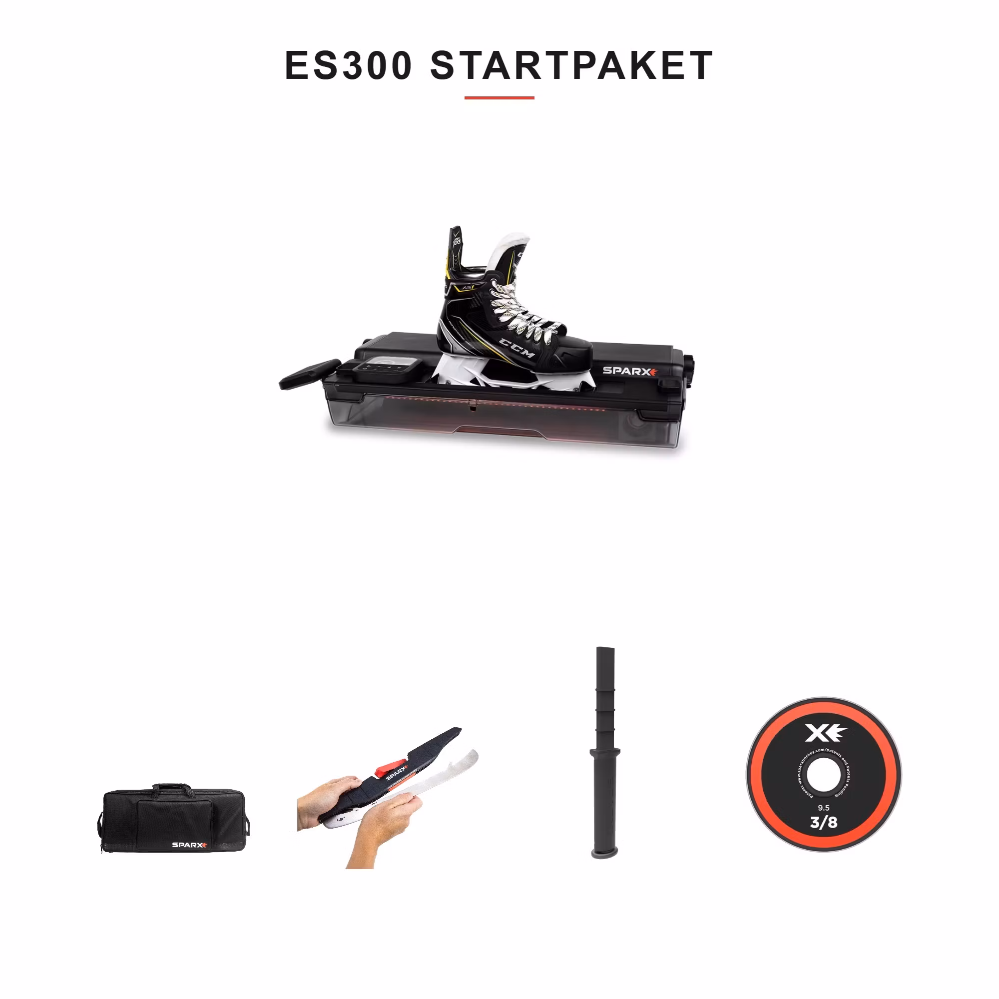 Sparx ES300 Startpaket – skridskoslip med väska, slipring, SDR Wand och bladhållare