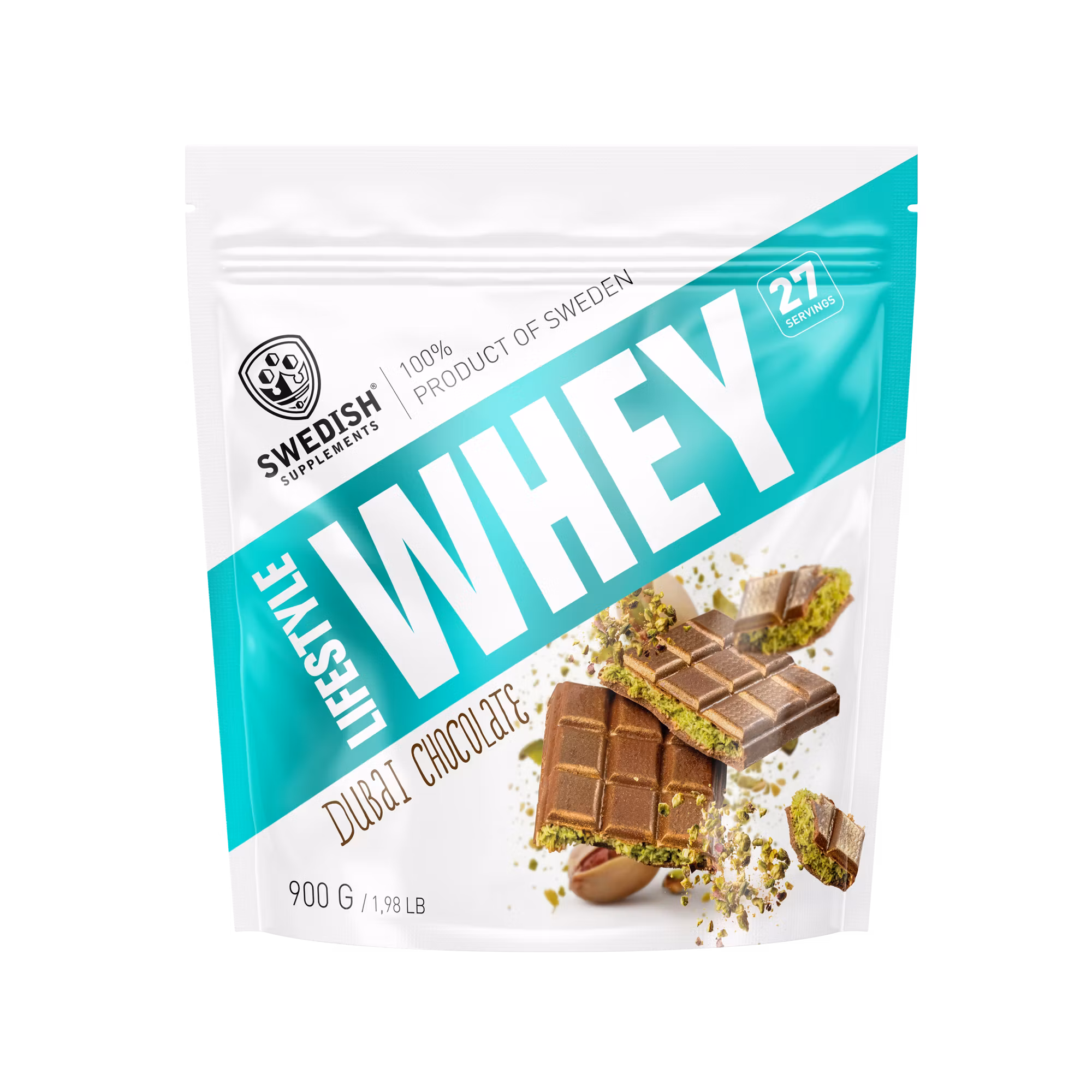 Lifestyle Whey vassleprotein 900g, smak Dubai Chocolate - kosttillskott för hockeyspelare