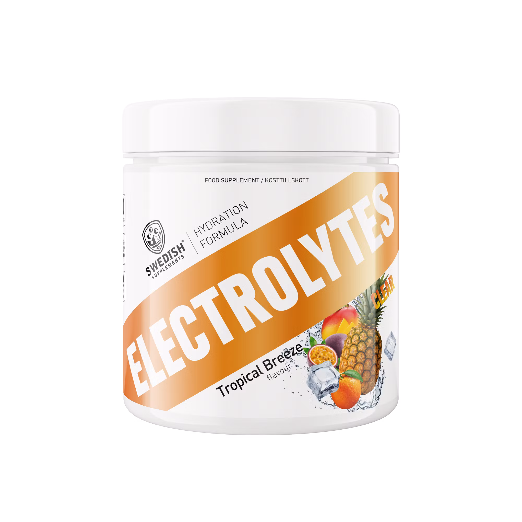 Clear Electrolytes elektrolytpulver 240g från Swedish Supplements, smak Tropical Breeze - kosttillskott för hockeyspelare