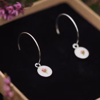 Røsslyng Hvit Øredobber Creoler 8mm