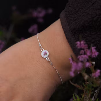 Røsslyng Hvit Armbånd 8mm