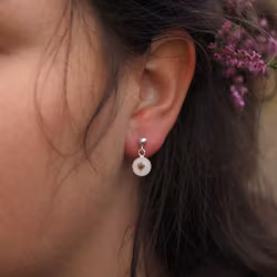 Røsslyng Hvit Øredobber Pin 8mm