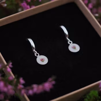 Røsslyng Hvit Øredobber Clip 8mm