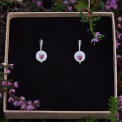 Røsslyng Hvit Øredobber Leverback Clip 8mm