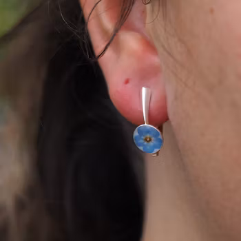 Forget-me-not Earrings Leverback Clip 8mm