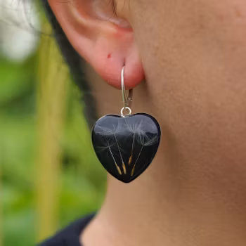 Dandelion Earrings Leverback Big Hearts
