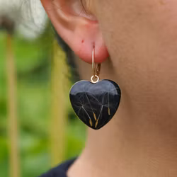 Dandelion Earrings Leverback Large Heart
