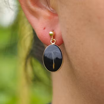 Dandelion Earrings Pin Oval