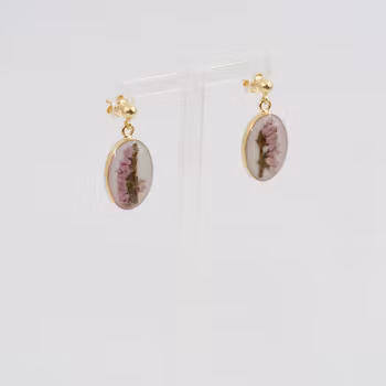 Heather White Earrings Pin Oval