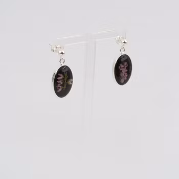 Heather Black Earrings Pin Oval