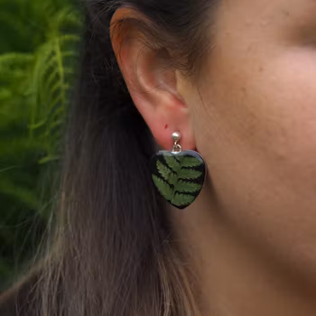 Fern Earrings Pin Large Heart