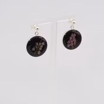 Heather Black Earrings Pin 20mm