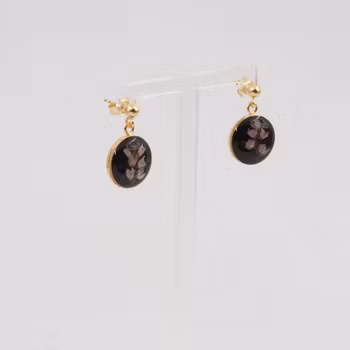 Heather Black Earrings Pin 14mm