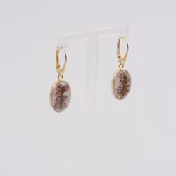 Heather White Earrings Leverback Oval