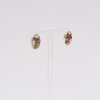 Heather White Earrings Studs Oval