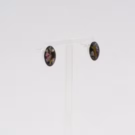 Røsslyng Svart Øredobber Studs Oval