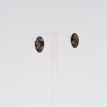 Heather Black Earrings Studs Oval
