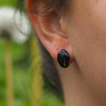 Dandelion Earrings Studs Oval