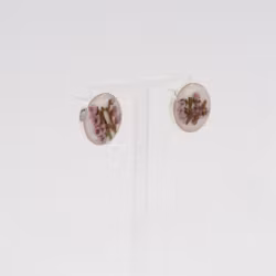 Røsslyng Hvit Øredobber Studs 20mm