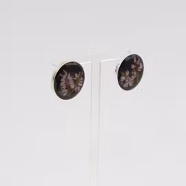 Røsslyng Svart Øredobber Studs 20mm