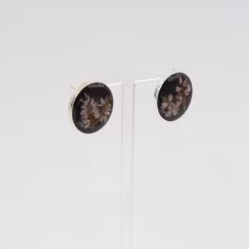 Heather Black Earrings Studs 20mm
