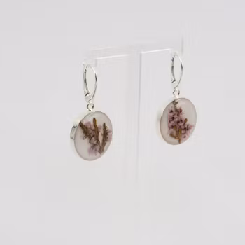Heather White Earrings Leverback 20mm