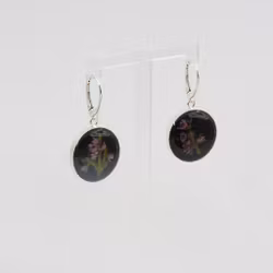 Heather Black Earrings Leverback 20mm