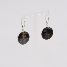 Røsslyng Svart Øredobber Leverback 20mm