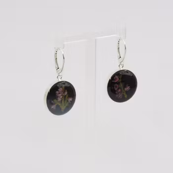 Heather Black Earrings Leverback 20mm