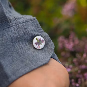 Heather White Cufflinks 14mm
